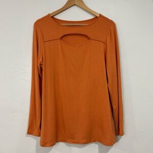 Soft Surroundings Burnt Orange Long Sleeve Soft Top Tunic Spring Relaxed Casual